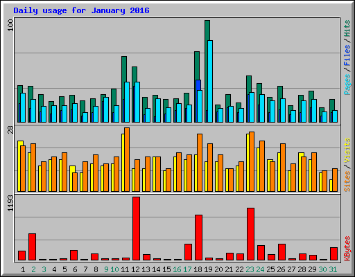Daily usage for January 2016