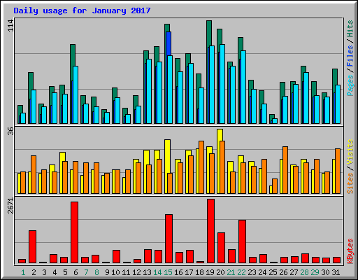 Daily usage for January 2017