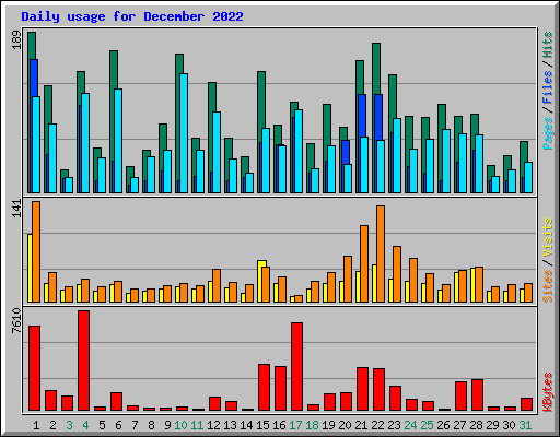 Daily usage for December 2022