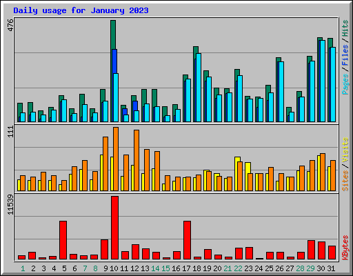 Daily usage for January 2023