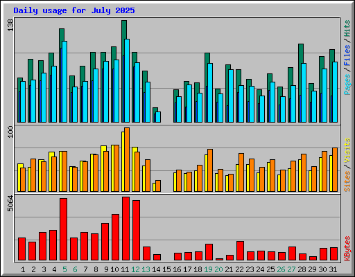 Daily usage for July 2025