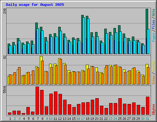 Daily usage for August 2025