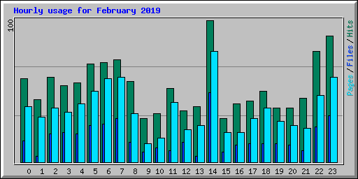 Hourly usage for February 2019